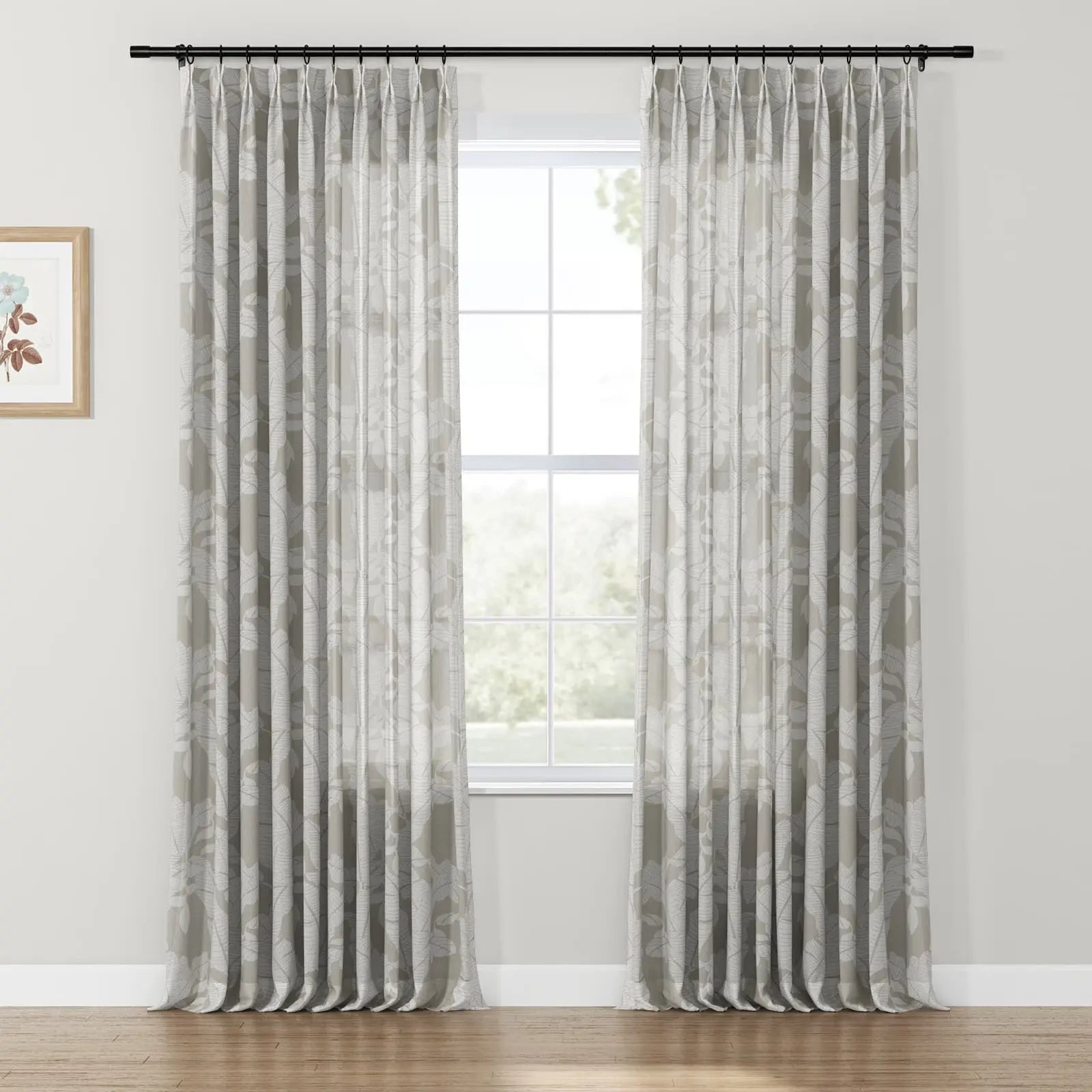 Freya Linen Semi Sheer Jacquard Curtains Pleated SLIDINGCURTAIN