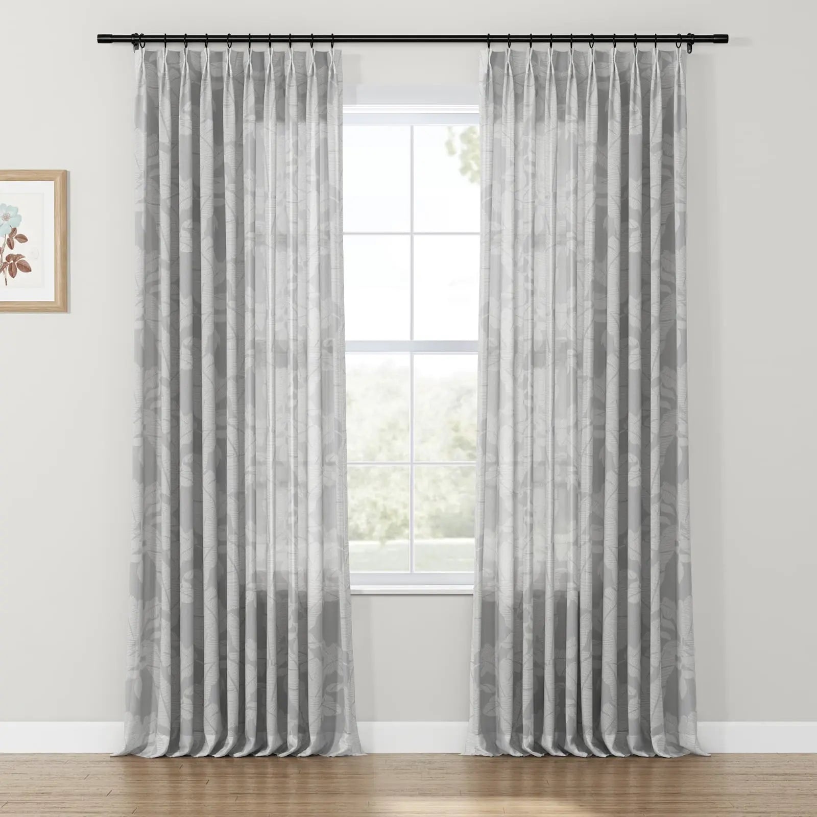 Freya Linen Semi Sheer Jacquard Curtains Pleated SLIDINGCURTAIN