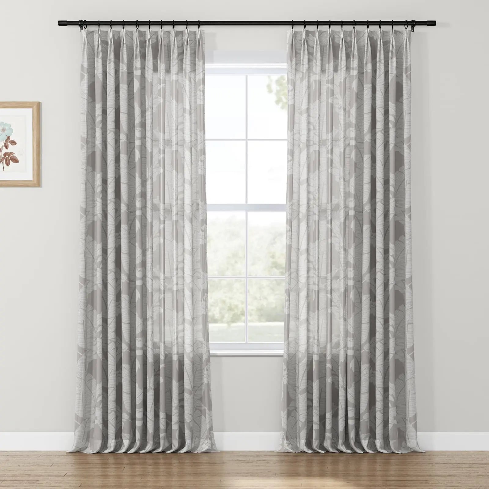 Freya Linen Semi Sheer Jacquard Curtains Pleated SLIDINGCURTAIN