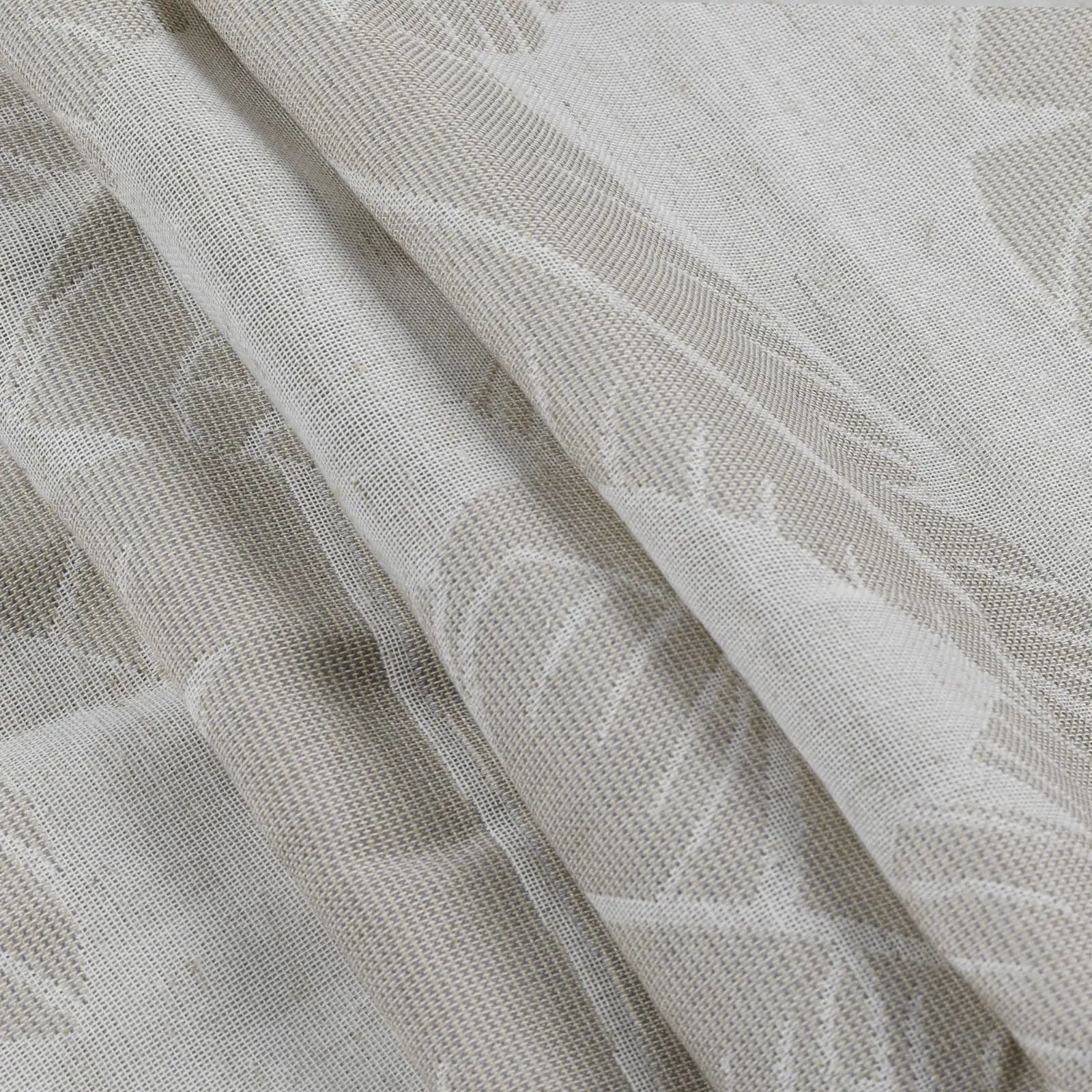 Freya Linen Semi Sheer Jacquard Curtains Pleated