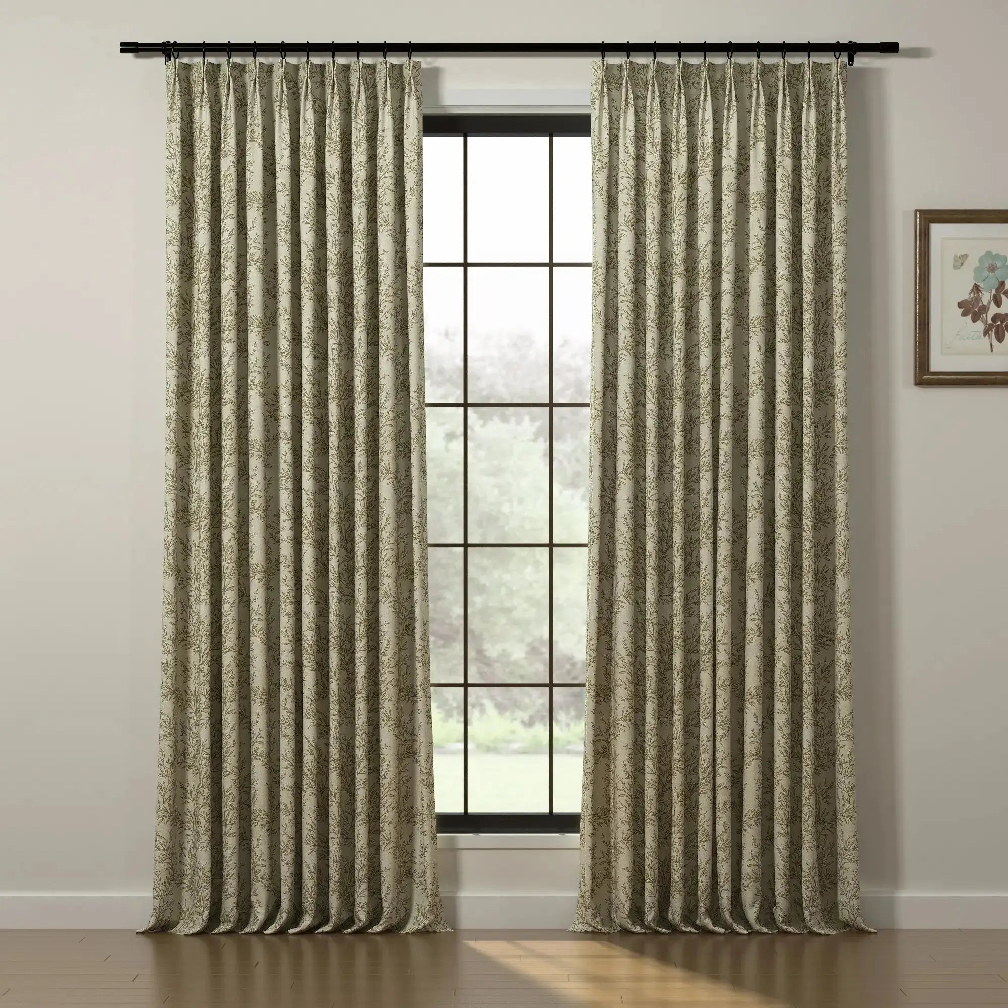 Sara Le Print Linen Drapery Pleated SLIDINGCURTAIN