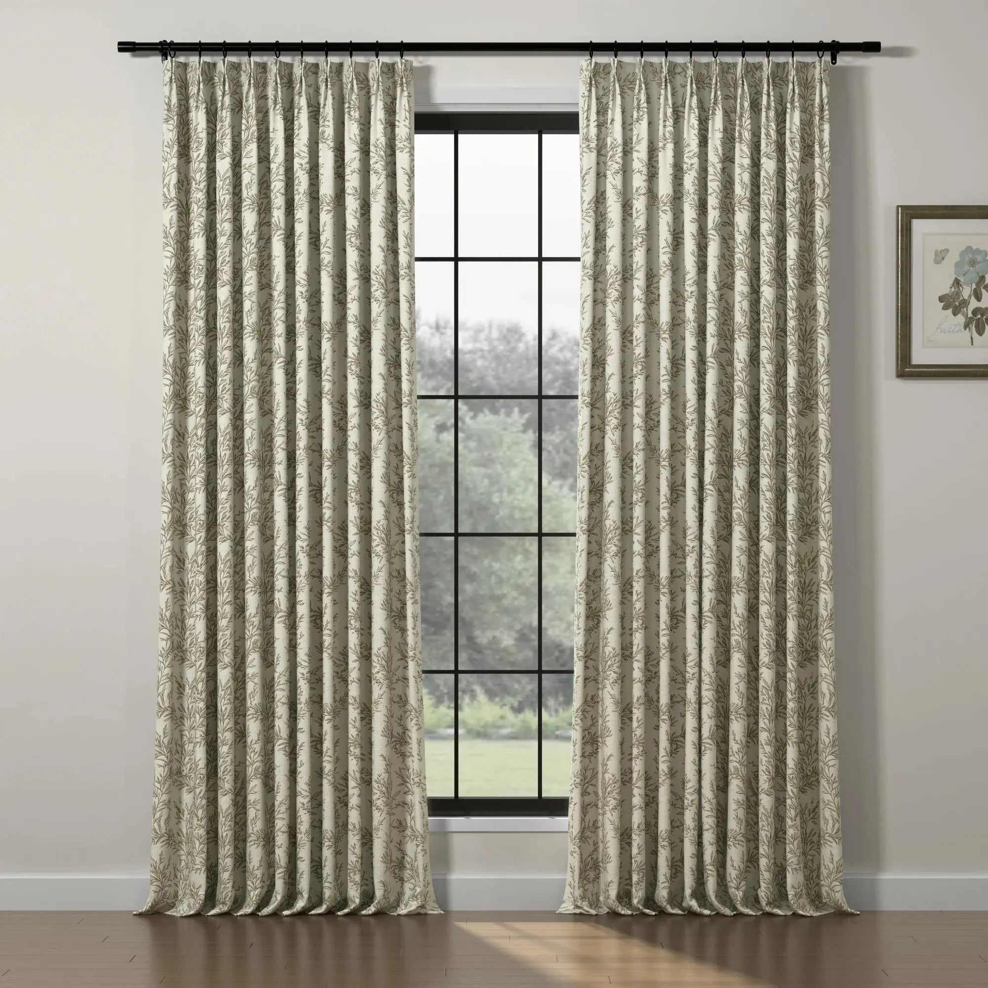 Sara Le Print Linen Drapery Pleated SLIDINGCURTAIN