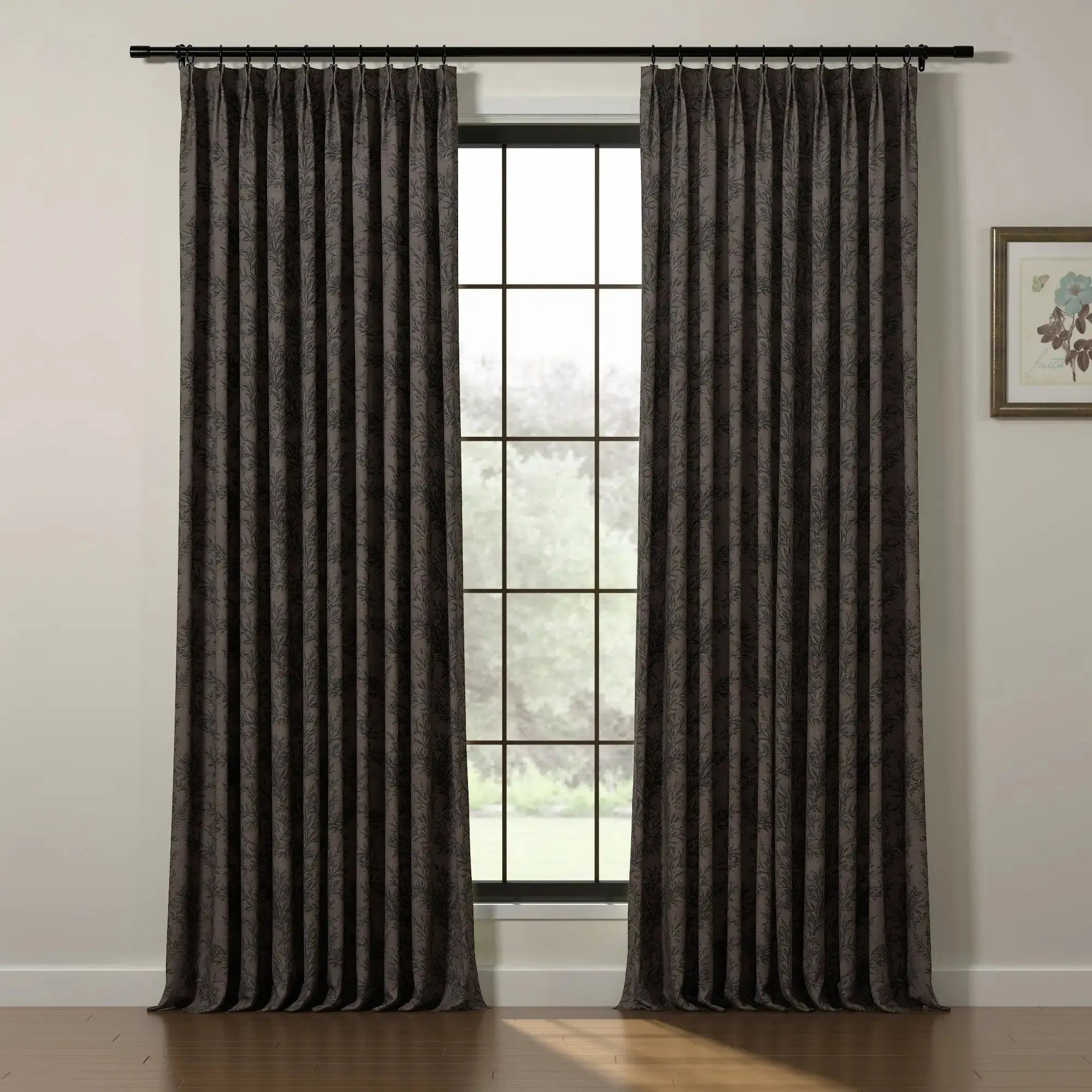 Sara Le Print Linen Drapery Pleated SLIDINGCURTAIN