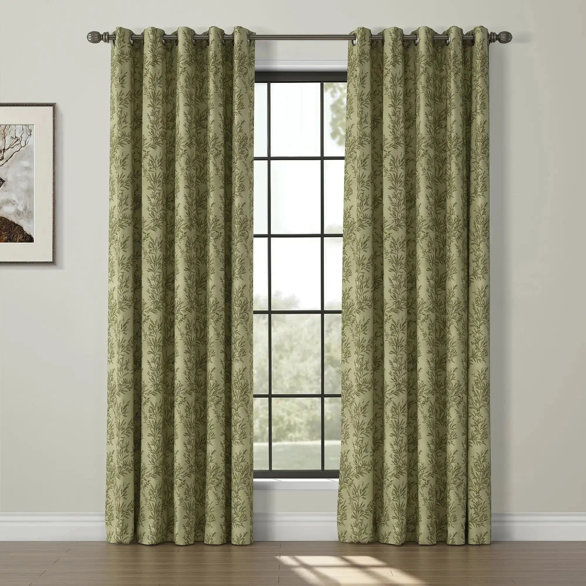 Sara Le Print Linen Drapery Grommet SLIDINGCURTAIN