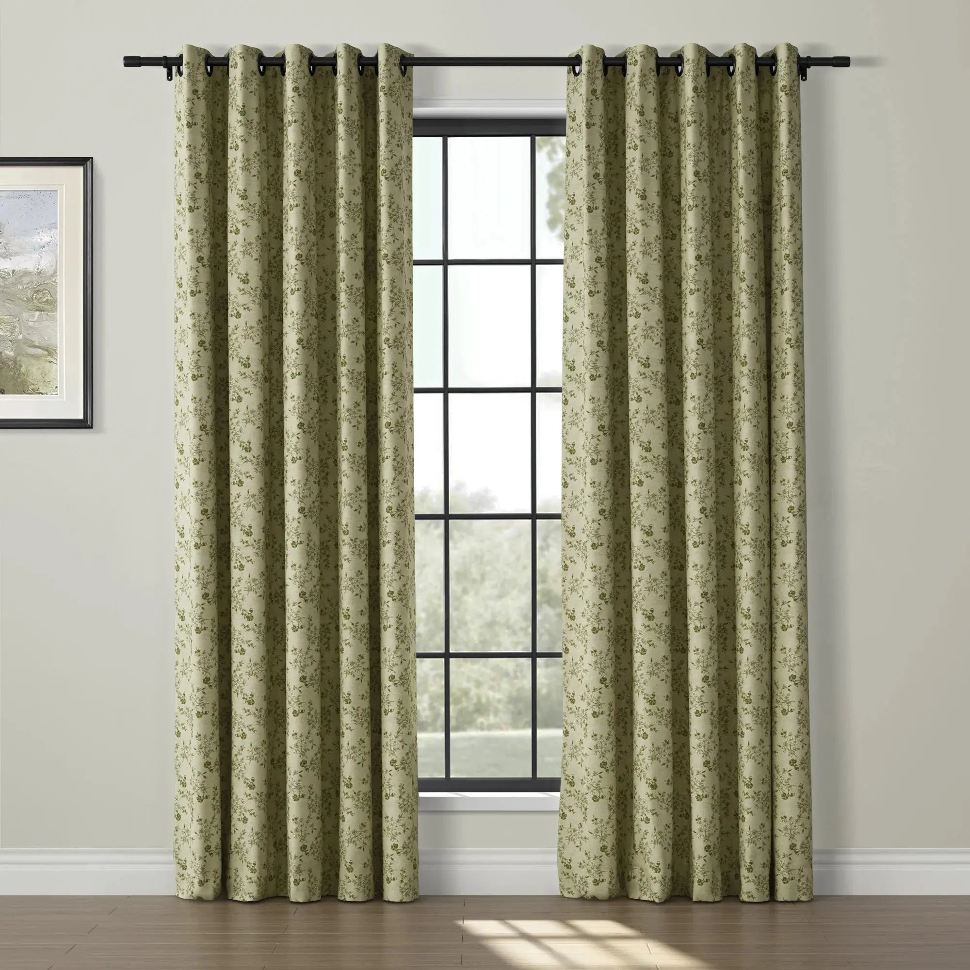 Sara Le Print Linen Drapery Grommet SLIDINGCURTAIN