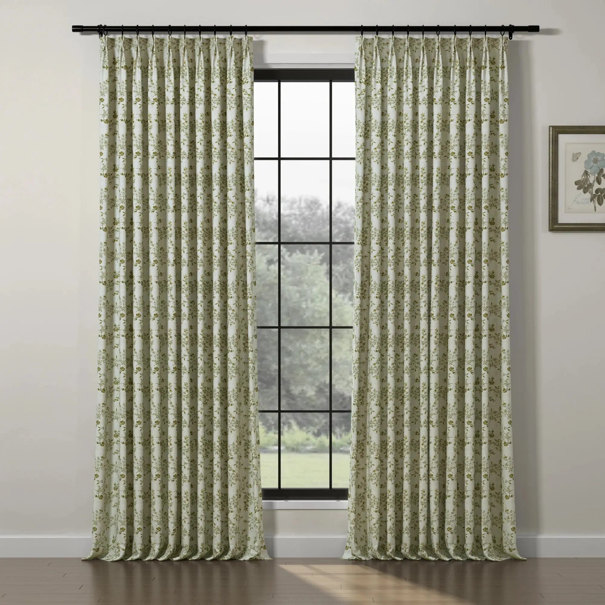 Sara Le Print Linen Cafe Curtain Pleated