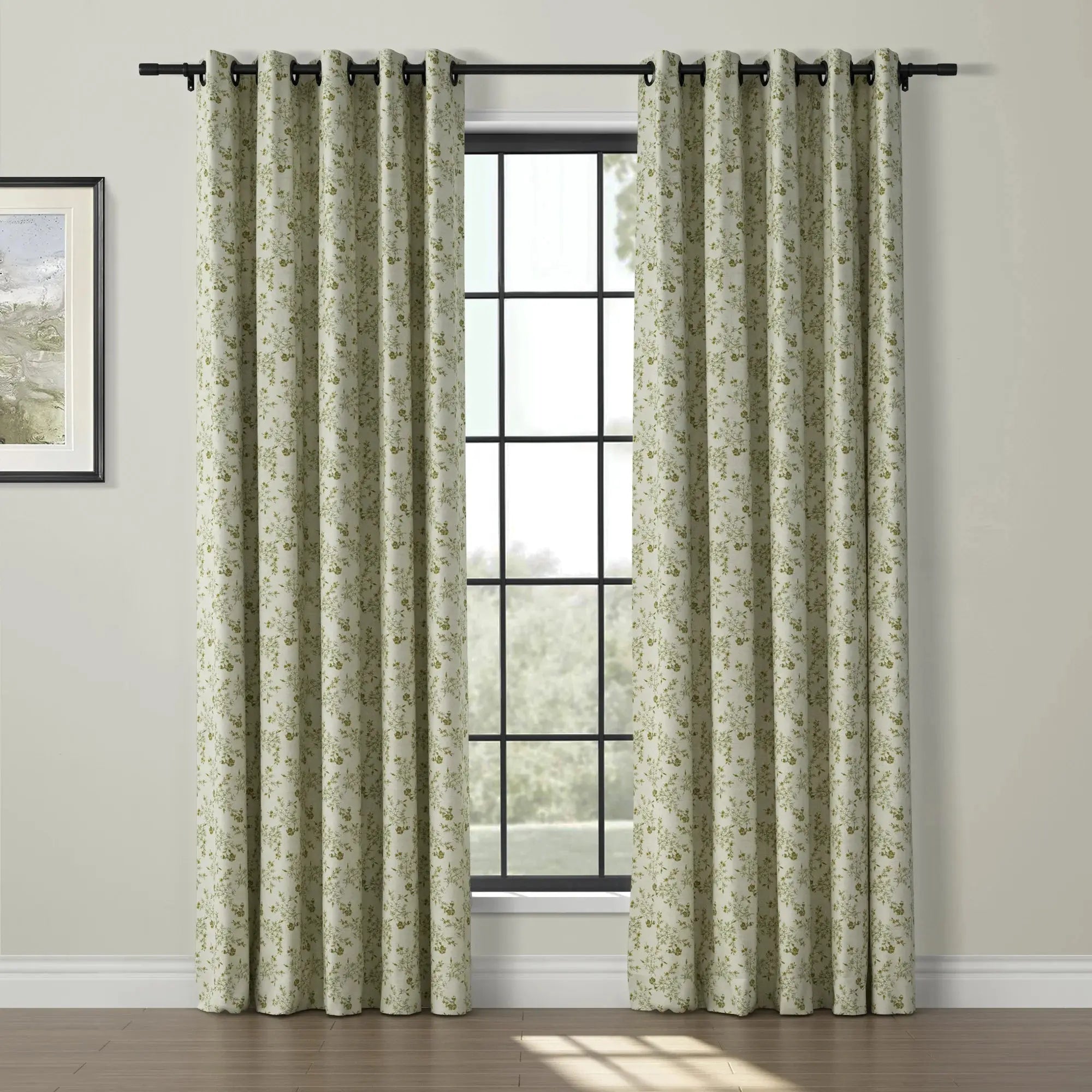 Sara Le Print Linen Drapery Grommet SLIDINGCURTAIN