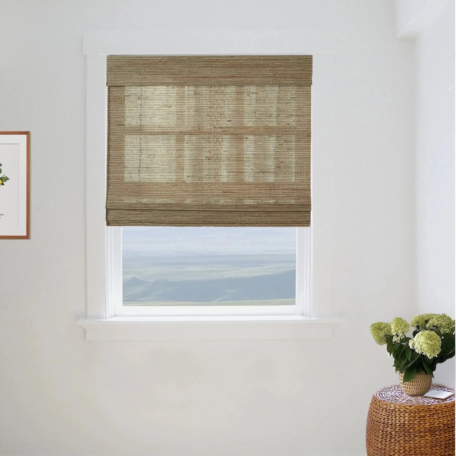 Natural Ramie Bamboo Woven Shade - Brown