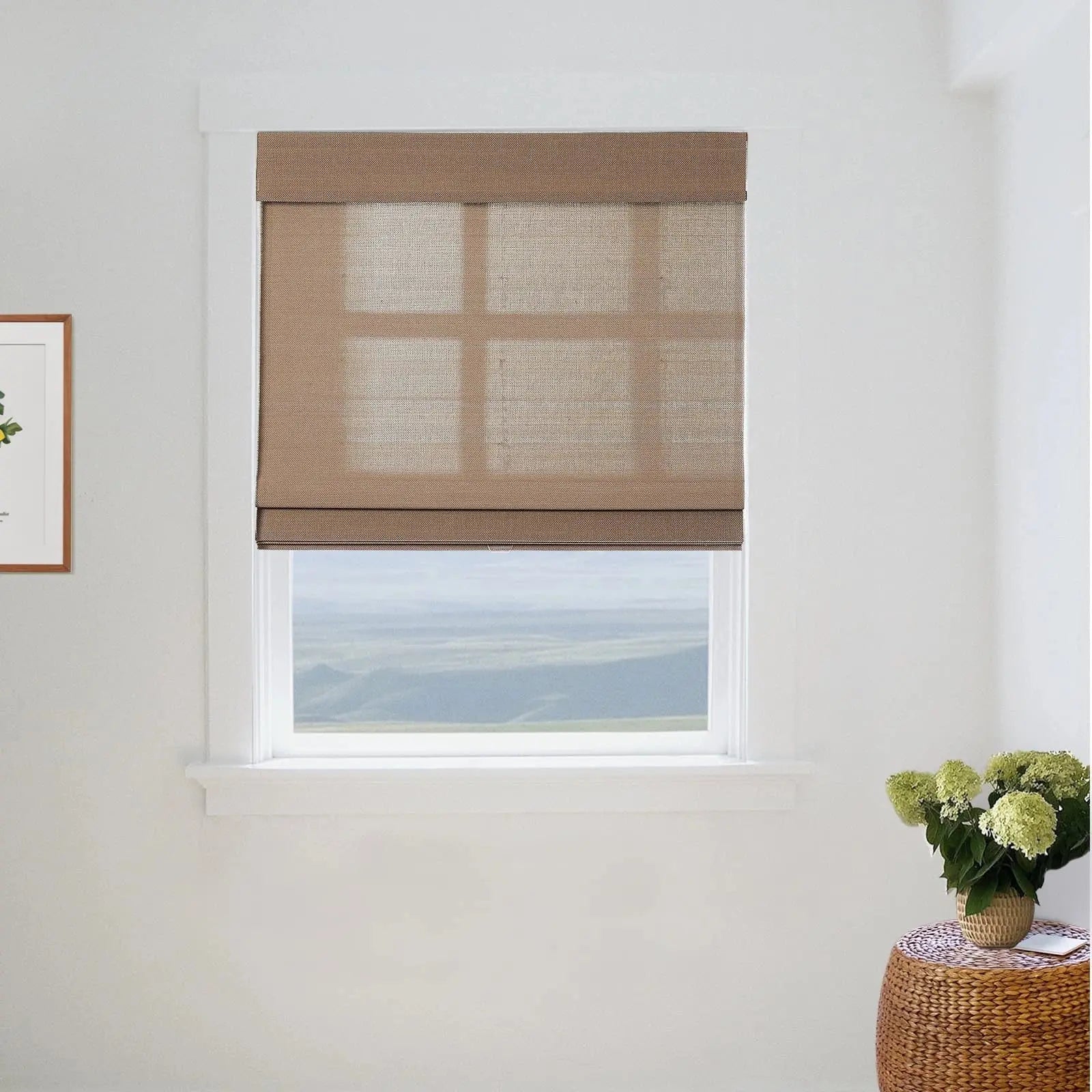 Natural Woven Bamboo Shade - Teak