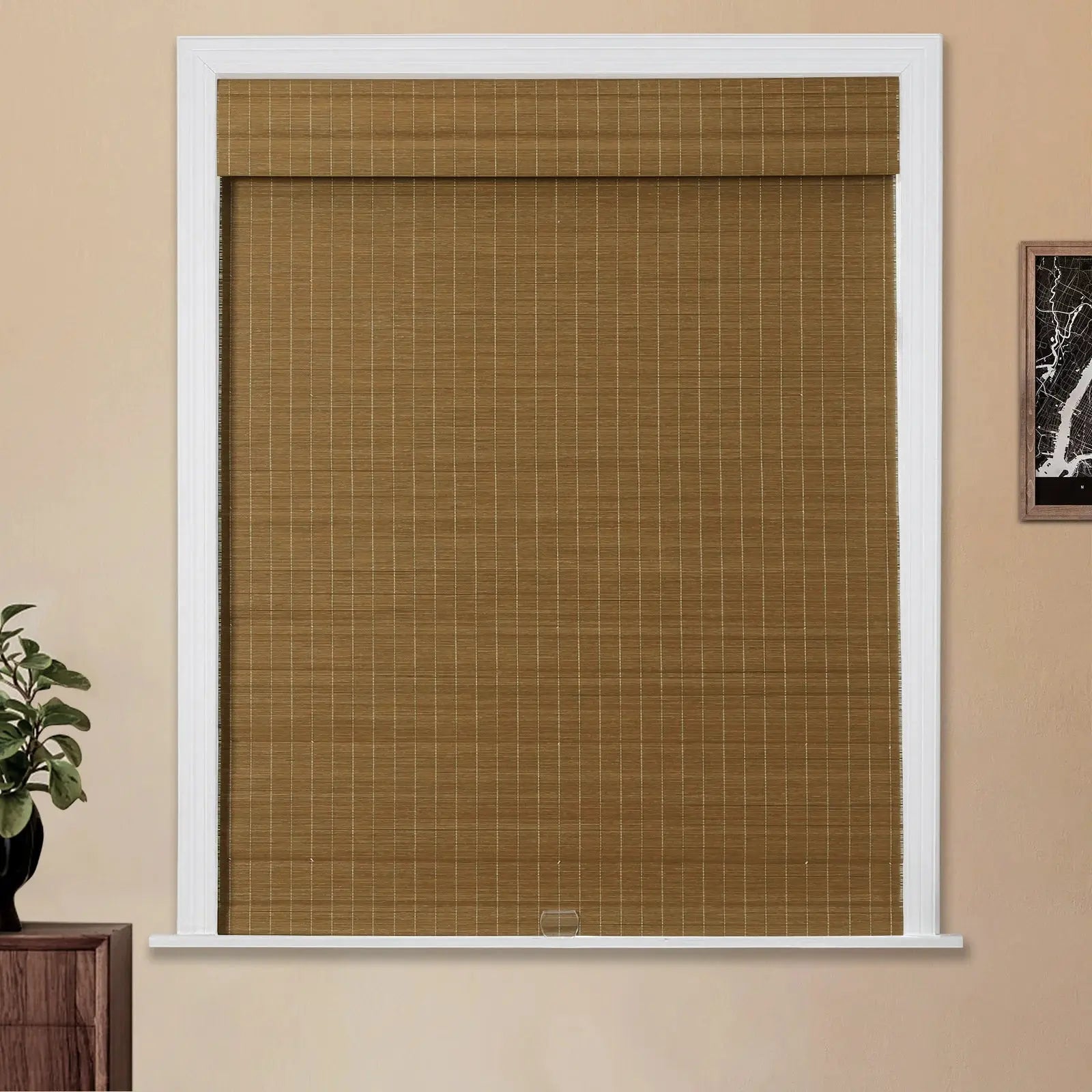 Sybil Bamboo Roman Shade - Cinnamon SLIDINGCURTAIN CURTAINS