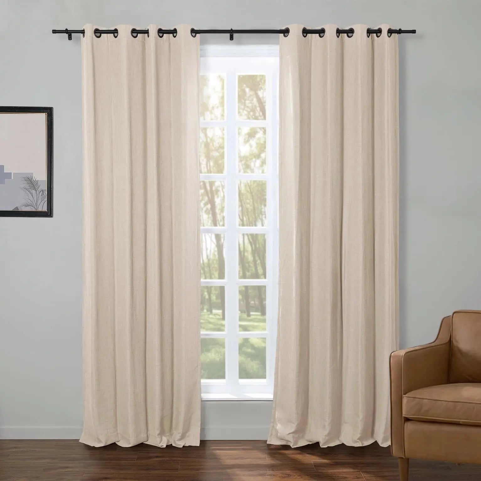 Kyla Lightweight Faux Linen Drapery Grommet SLIDINGCURTAIN