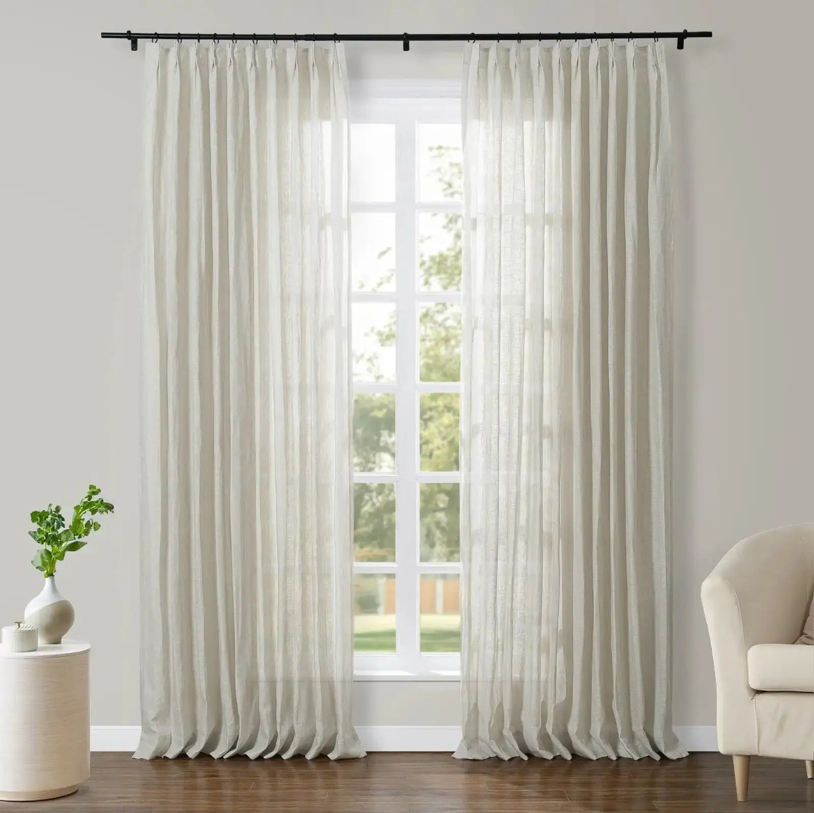 Joy 100% Linen Sheer Curtain Pleated SLIDINGCURTAIN