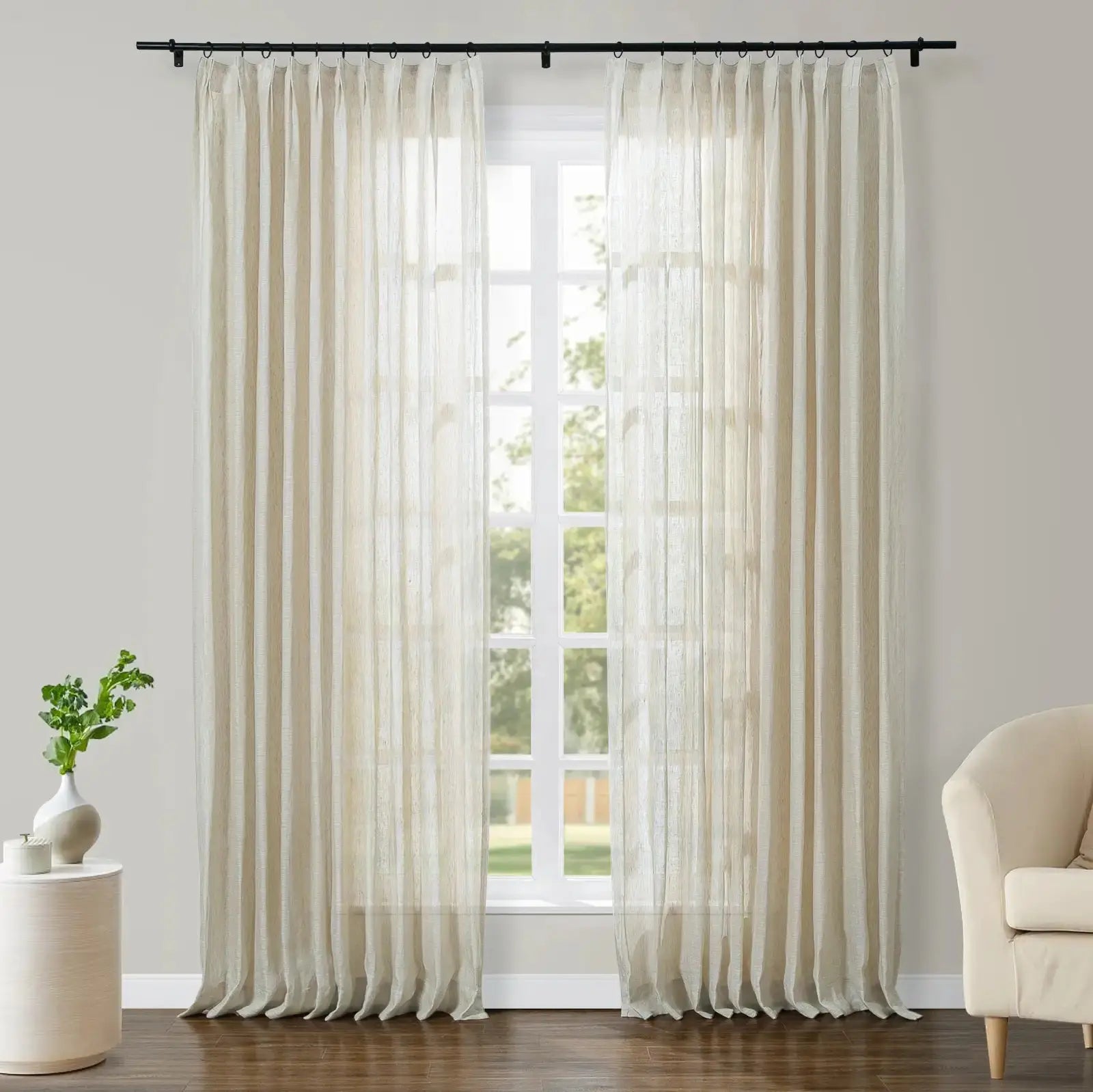 Joy 100% Linen Sheer Curtain Pleated SLIDINGCURTAIN