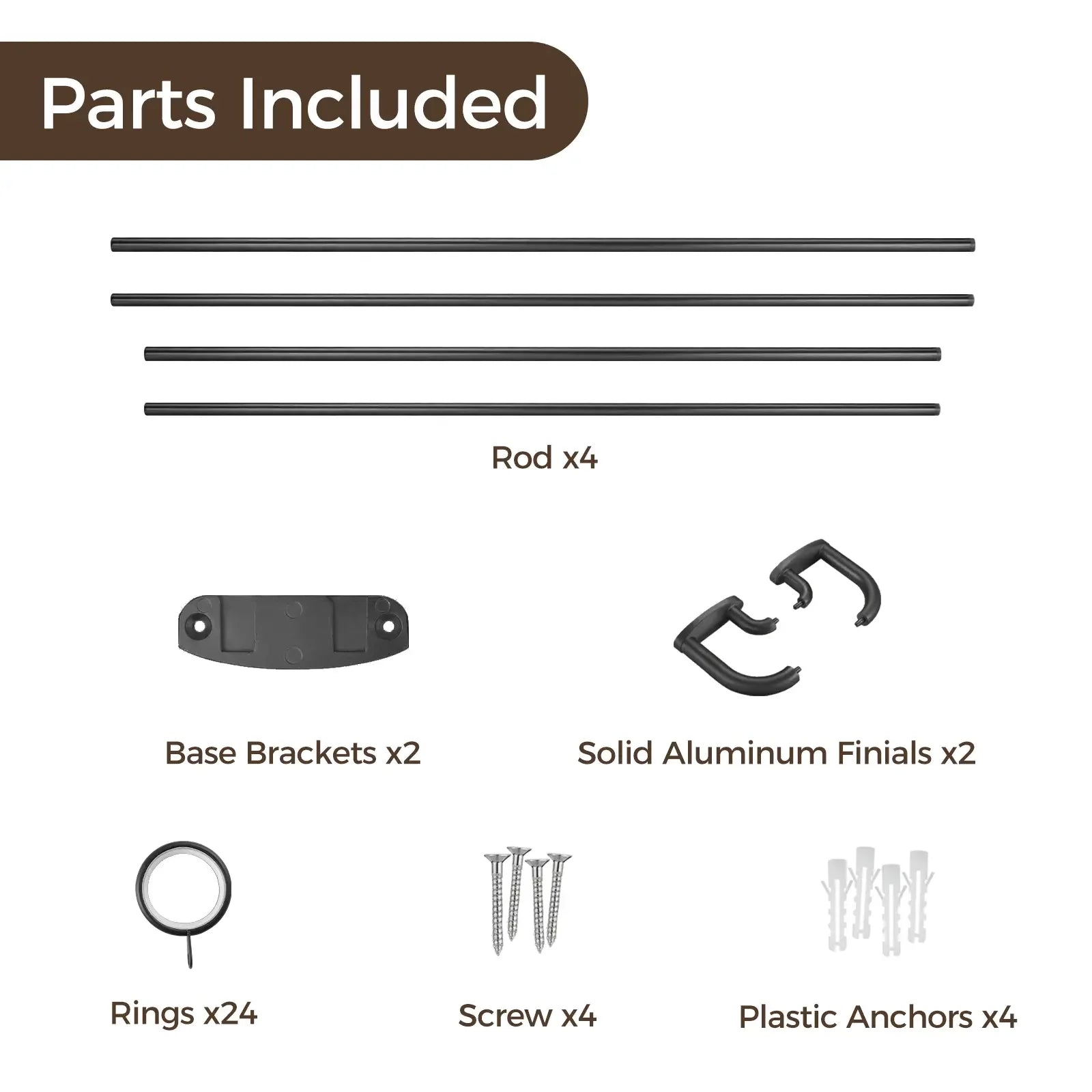 Jaylon Adjustable Double Curtain Rod with Rings