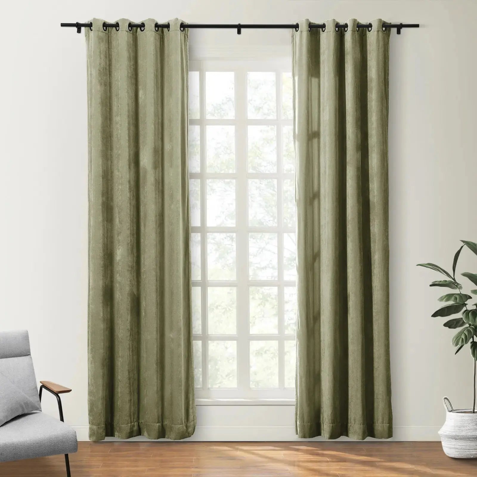 Shayna Worn Velvet Curtain Grommet SLIDINGCURTAIN