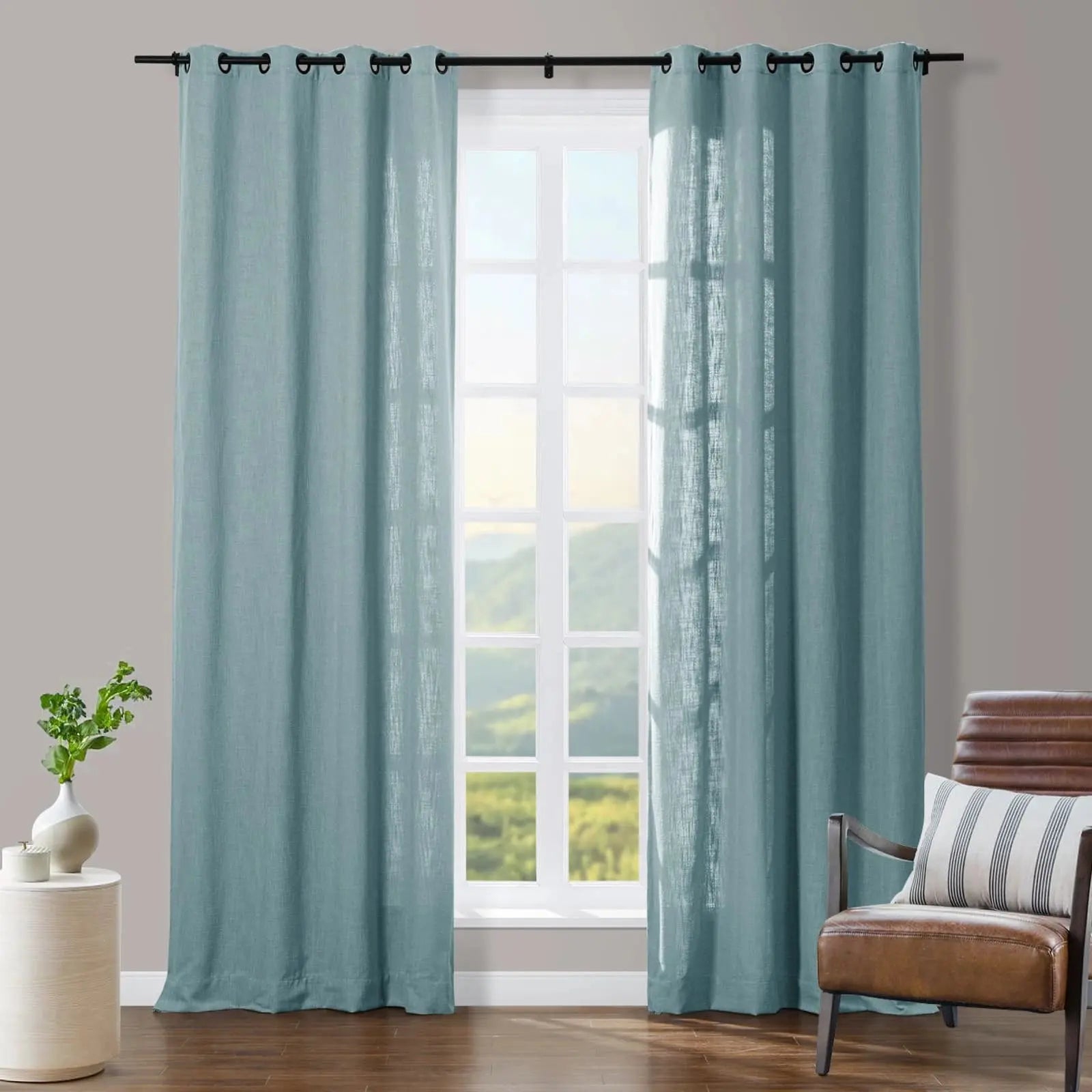 Tia Linen Curtain Drapery Grommet SLIDINGCURTAIN