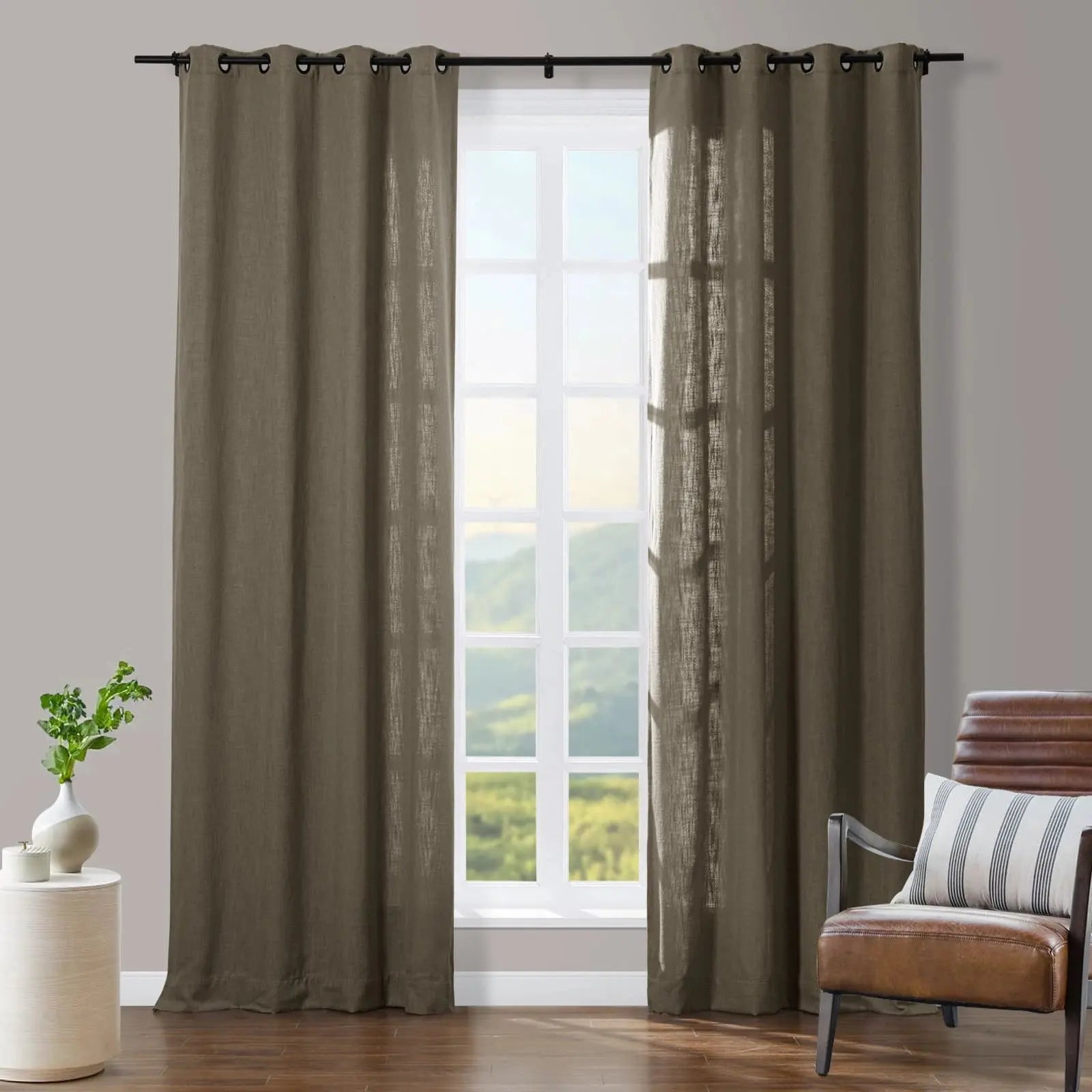 Tia Linen Curtain Drapery Grommet SLIDINGCURTAIN