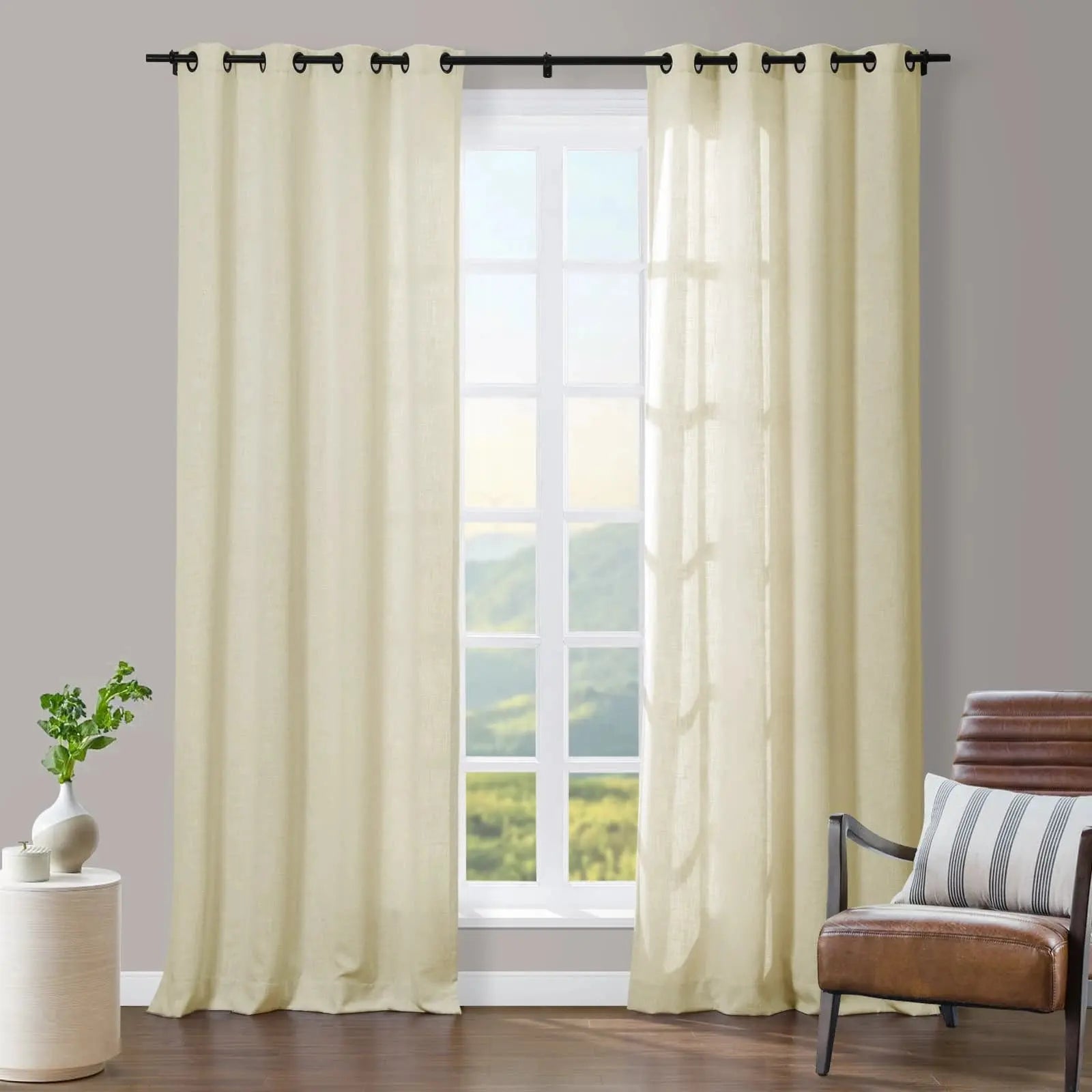 Tia Linen Curtain Drapery Grommet SLIDINGCURTAIN