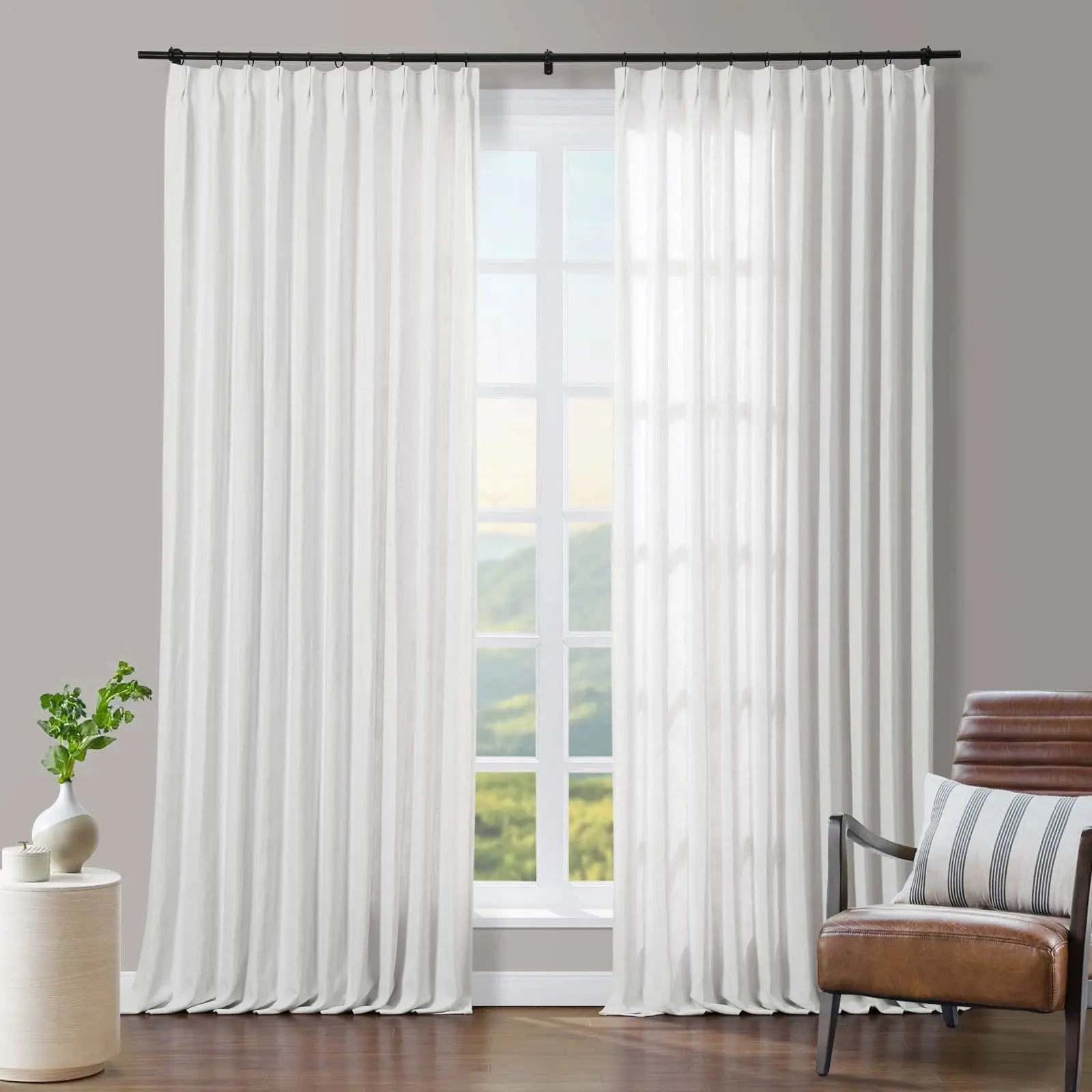 Tia Linen Blend Curtain Drapery Pleated SLIDINGCURTAIN