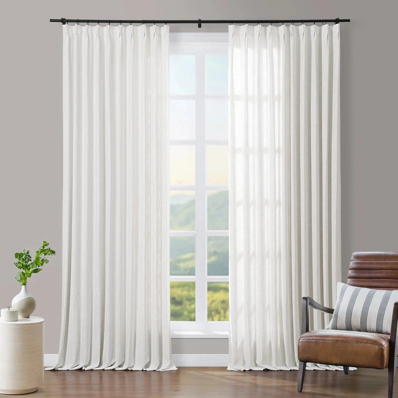 Tia Linen Blend Curtain Drapery Pleated SLIDINGCURTAIN