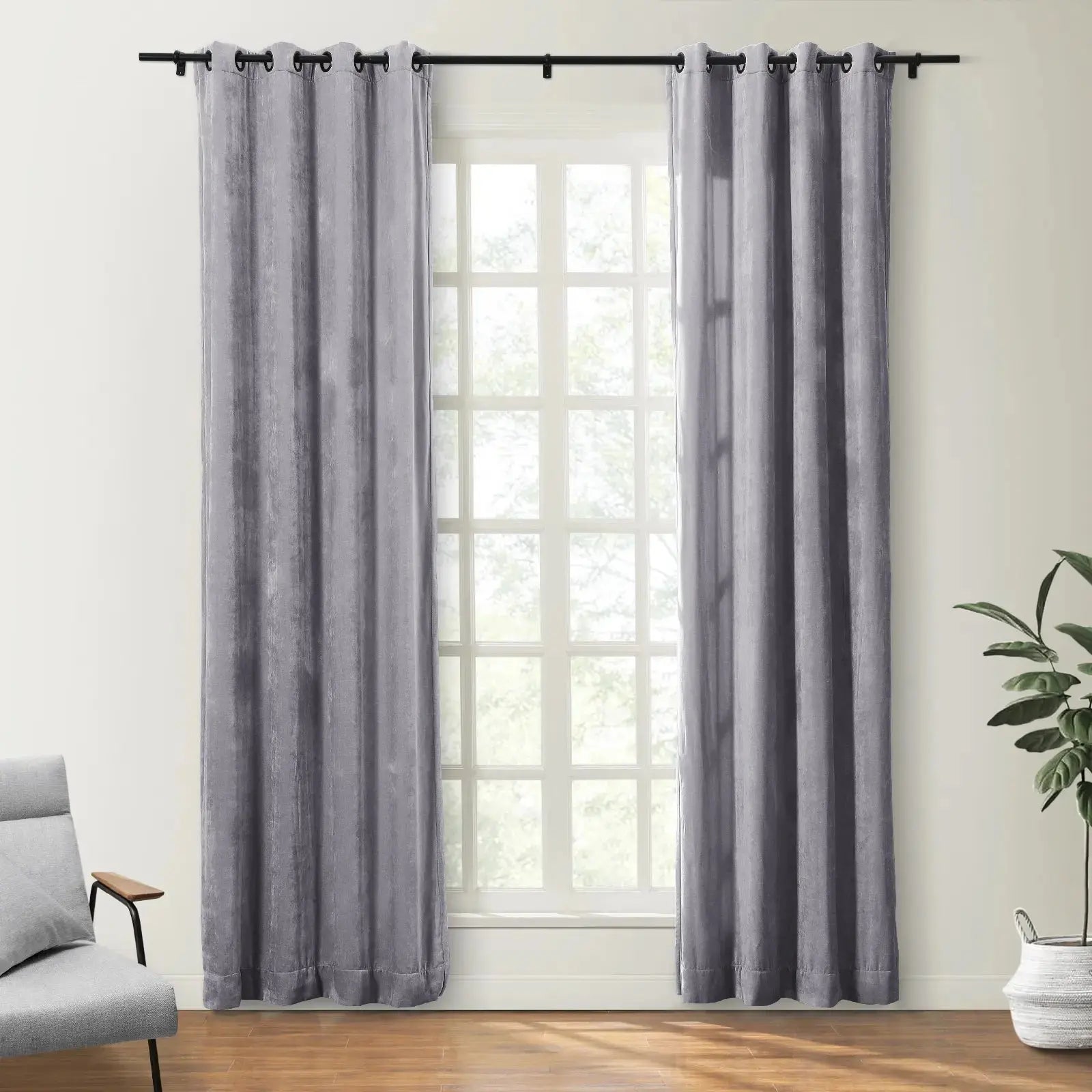 Shayna Worn Velvet Curtain Grommet SLIDINGCURTAIN