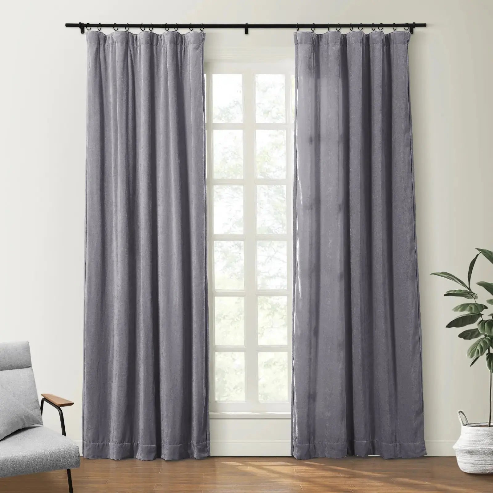 Shayna Worn Velvet Curtain Soft Top SLIDINGCURTAIN