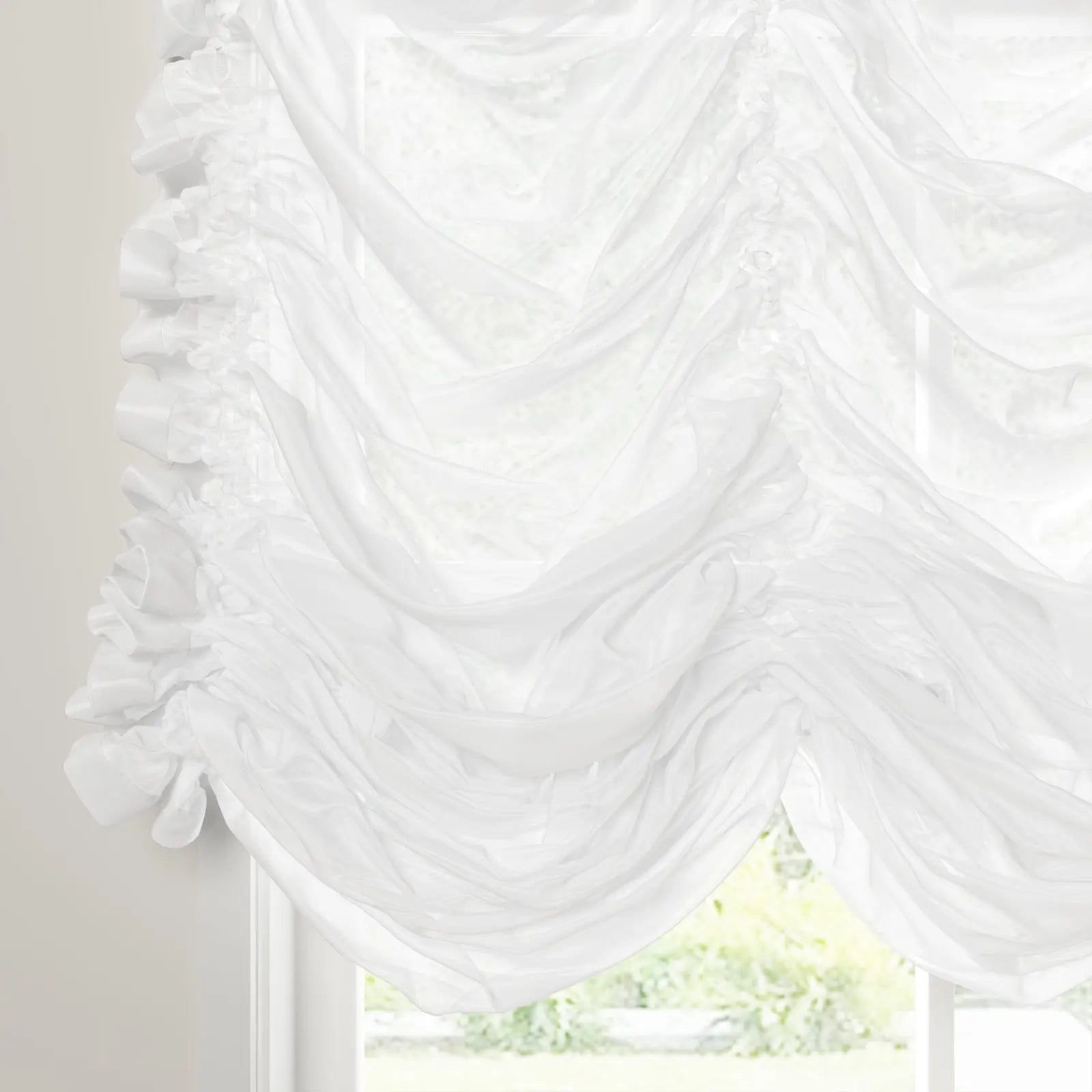 Pleated Austrian Sheer Roman Shade Cord Lift