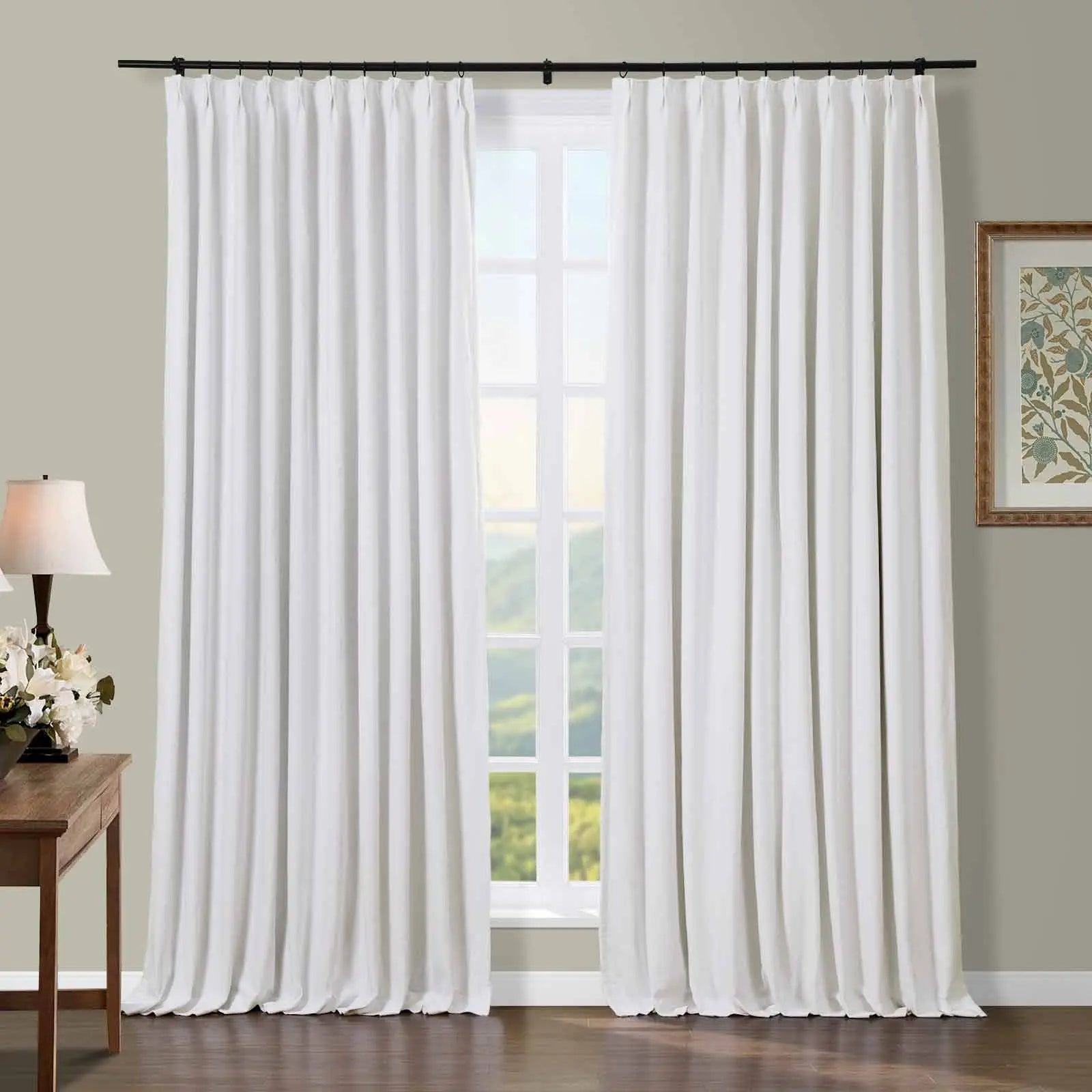 Broad 100% Cotton Plain Weave Curtain Pleated - SLIDINGCURTAIN