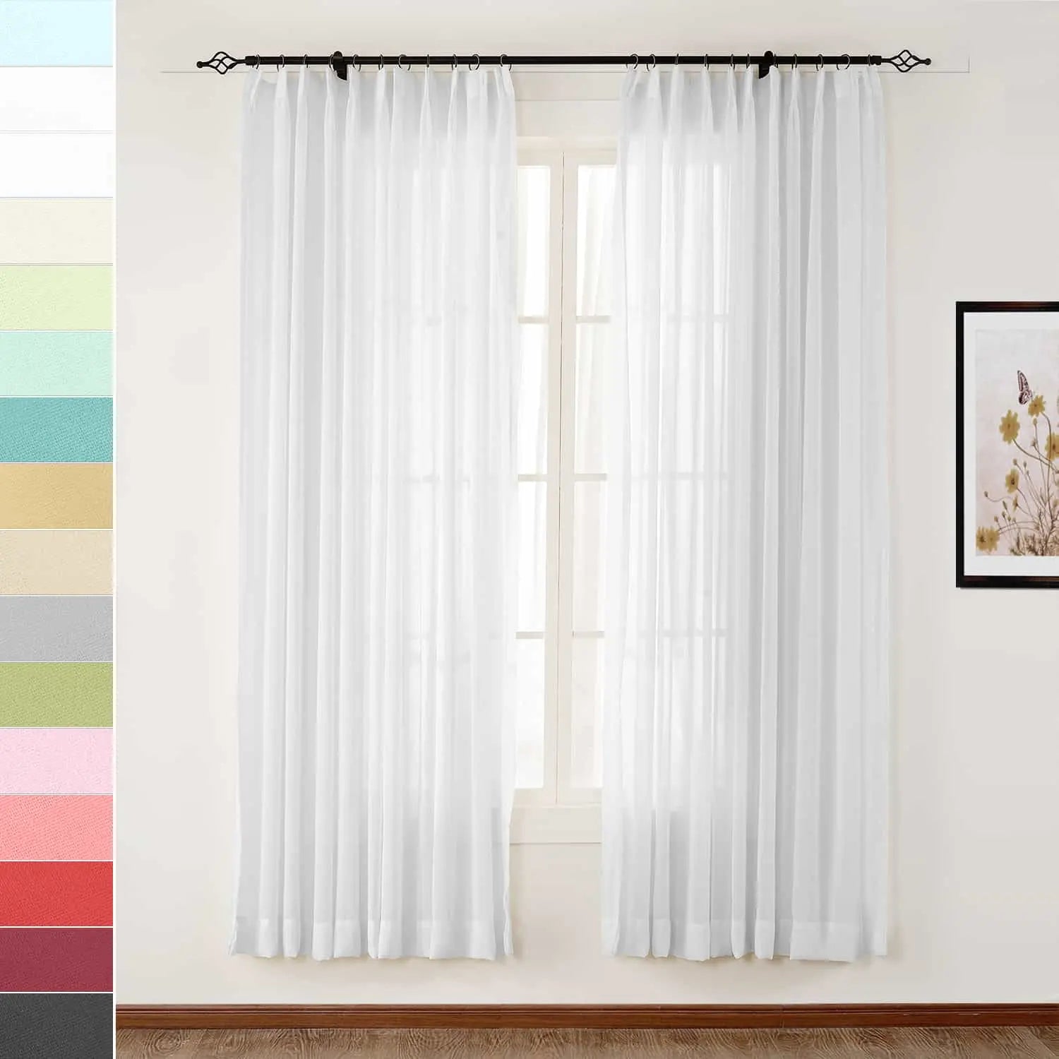 Scandina Solid Voile Sheer Curtain Pleated