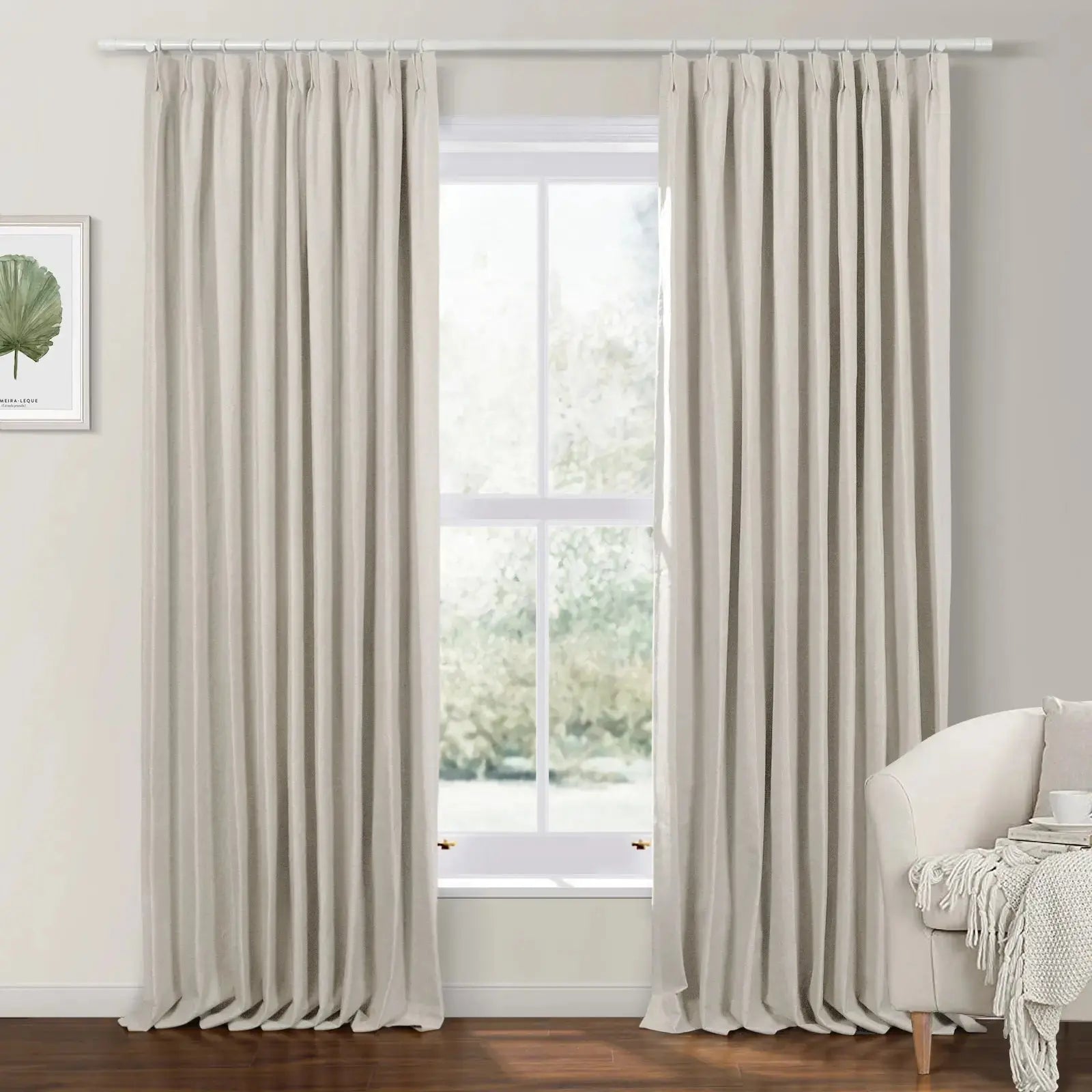 Mayra Faux Linen Blackout Drapery Pinch Pleat SLIDINGCURTAIN