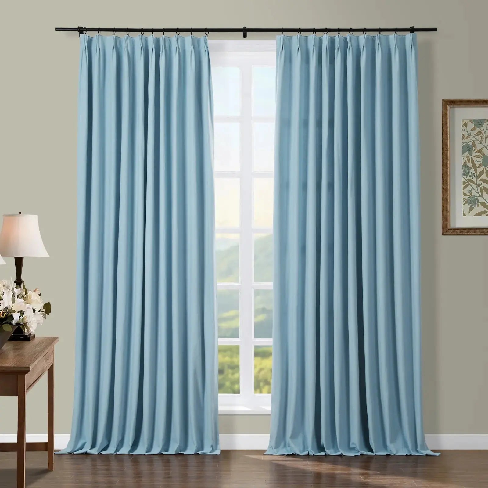 Broad 100% Cotton Plain Weave Curtain Pleated - SLIDINGCURTAIN