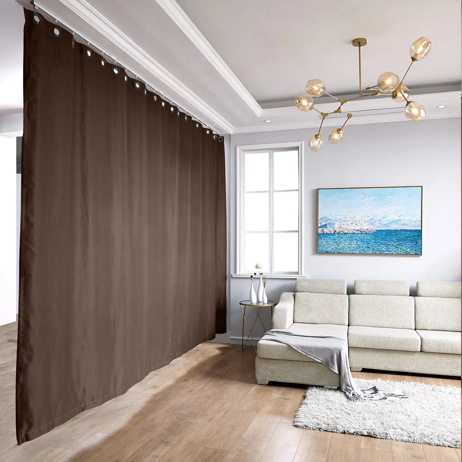 Ceiling Track Room Divider Curtain Kit with Blackout Curtain - TWOPAGES CURTAINS