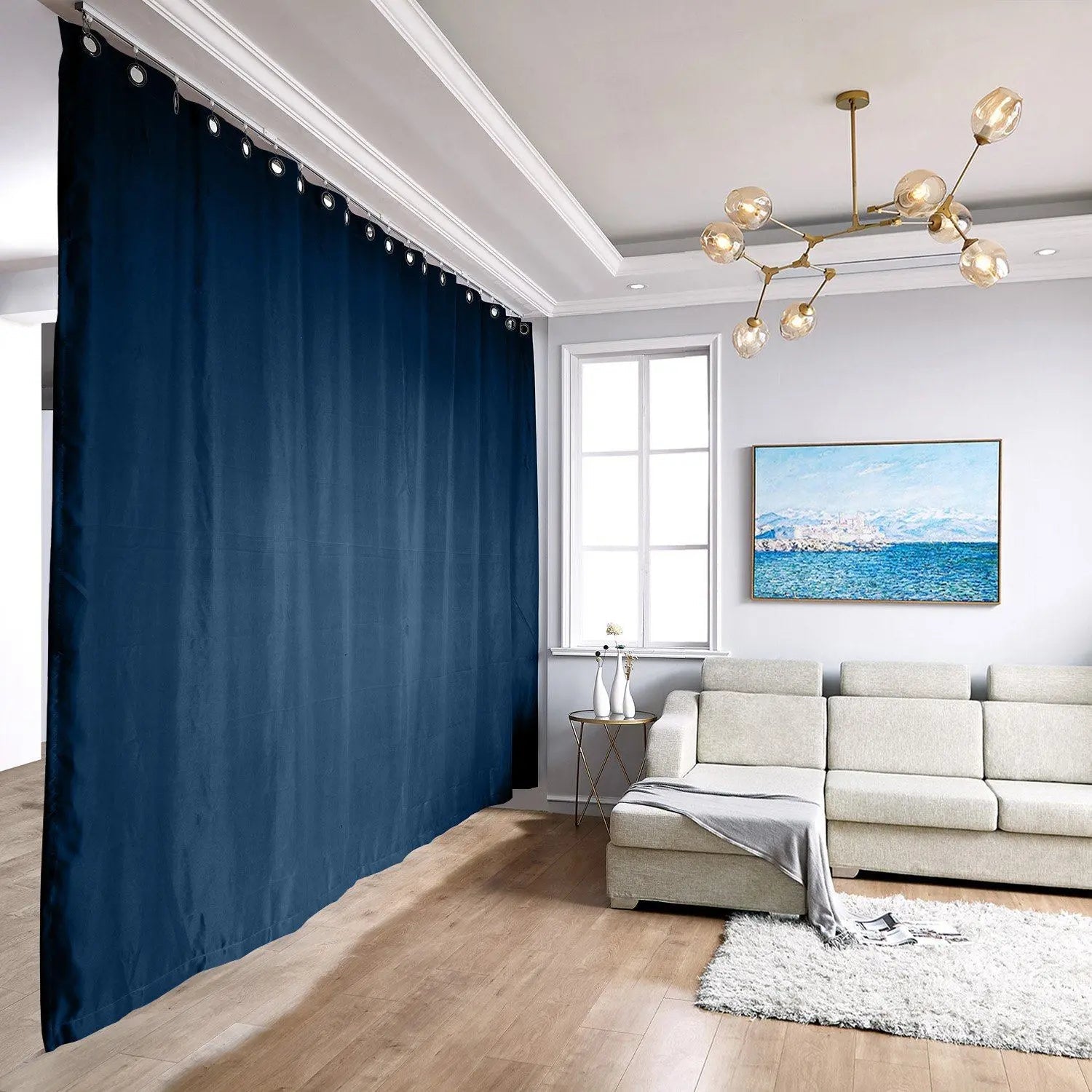 Ceiling Track Room Divider Curtain Kit with Blackout Curtain - TWOPAGES CURTAINS