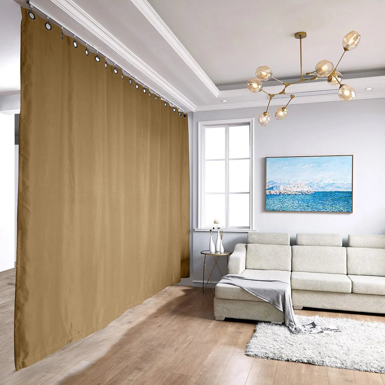 Ceiling Track Room Divider Curtain Kit with Blackout Curtain - TWOPAGES CURTAINS