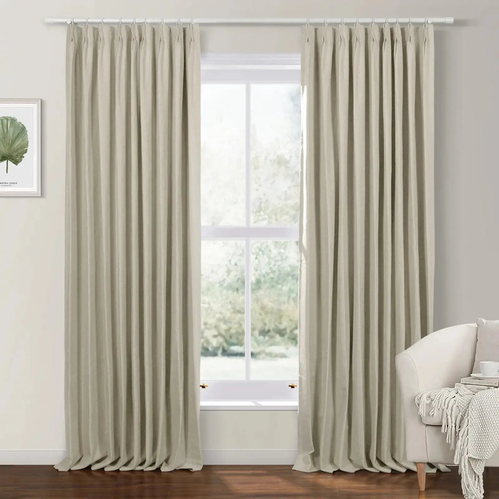 Mayra Faux Linen Blackout Drapery Pinch Pleat SLIDINGCURTAIN