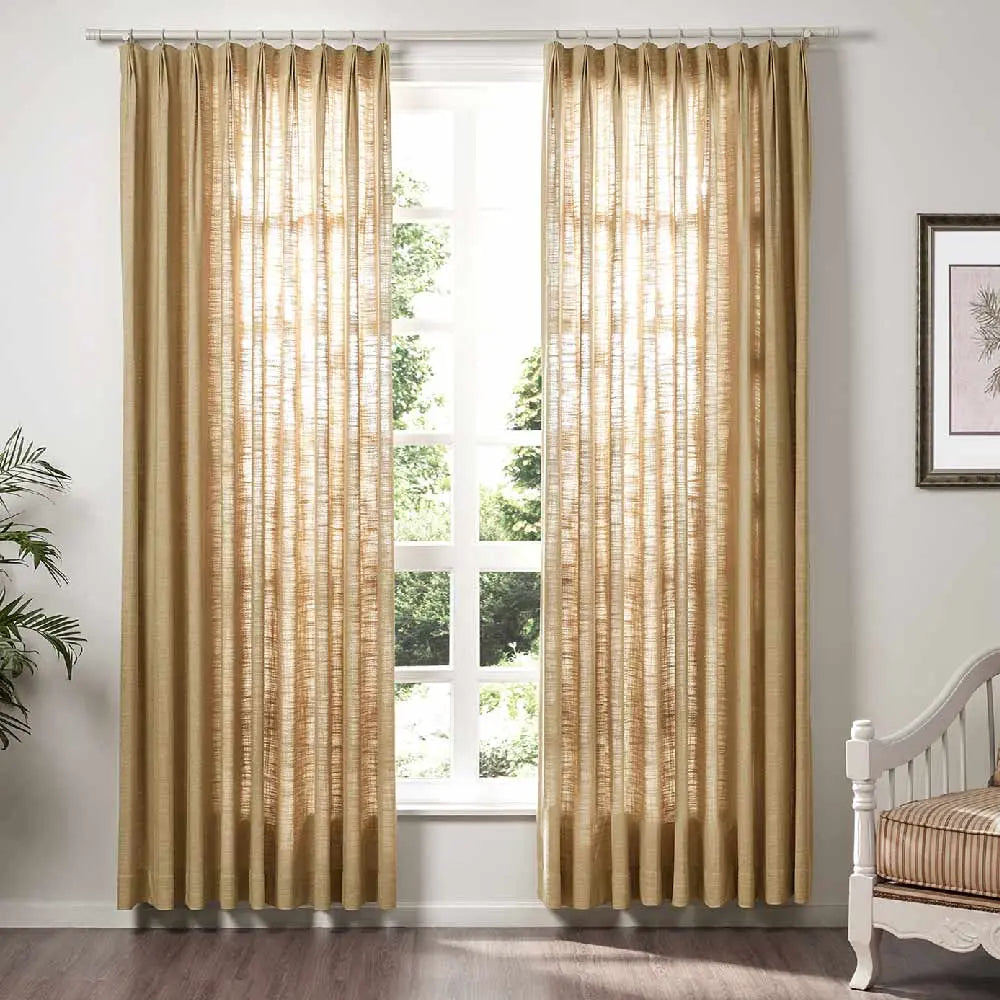 Liz Linen Extra Long Curtains Pleated